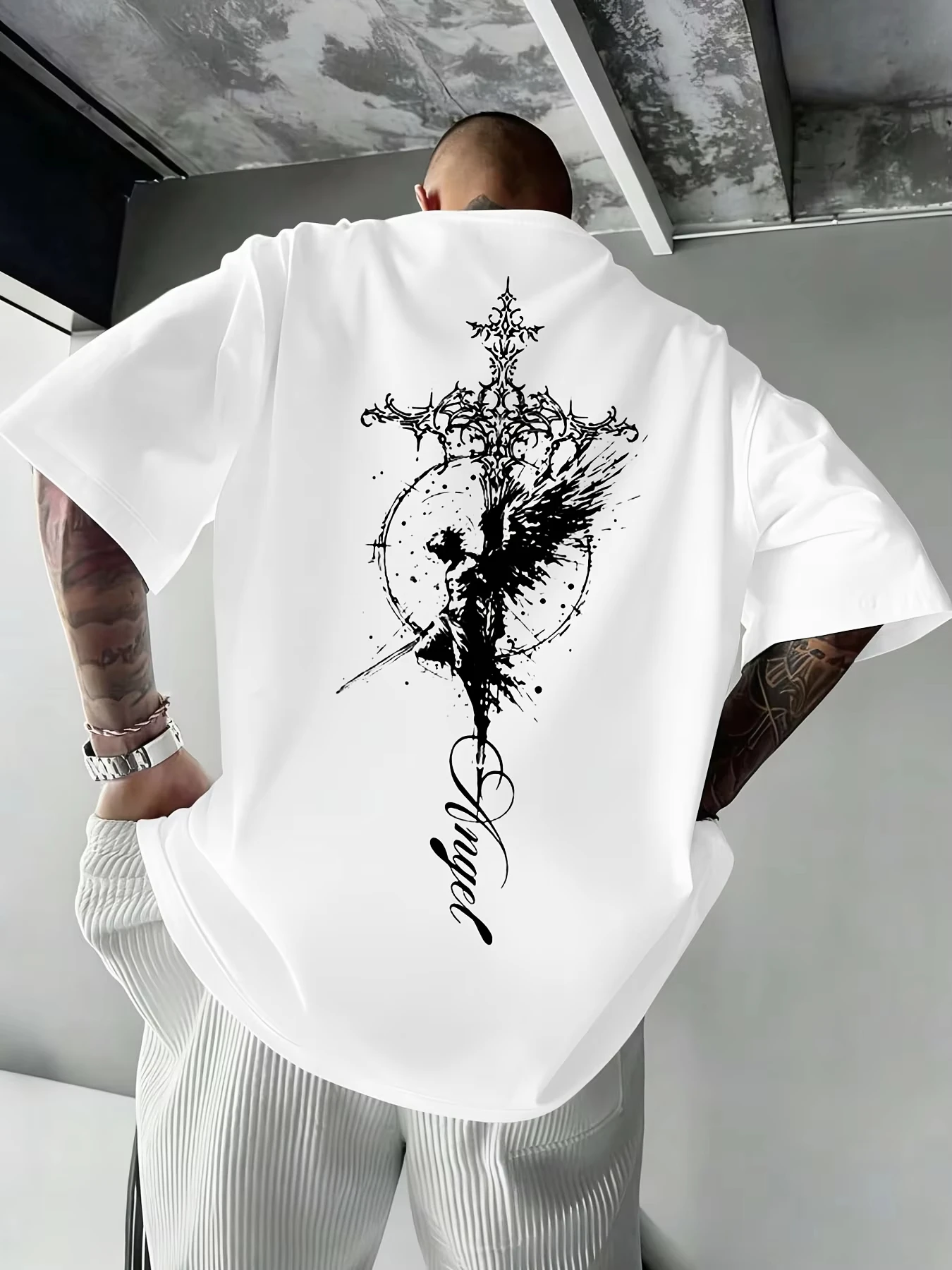 2026 Summer Men Round-neck Letter Pattern Fashion T-shirt Suitable for Summer Sports and Casual Wear Cotton Soft Material