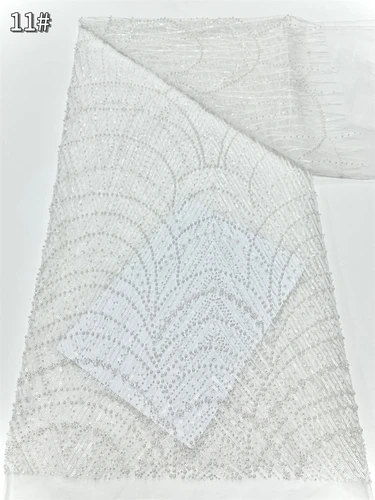 Imagen 2 del producto Telas africanas de encaje con lentejuelas francesas, encaje de tul de alta calidad, Material de vestido bordado con cuentas nigerianas para fiesta y boda, 2025