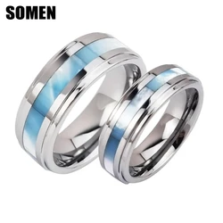 Somen 6mm/8mm Tungsten Carbide Rings Natural Shells Inlaid For Men Women Engagement Wedding Band Couple Ring Fashion Jewelry