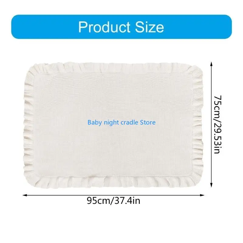 J2FF بطانية أطفال محبوكة من القطن لحديثي الولادة، منشفة ملفوفة مع زخرفة كشكش #6