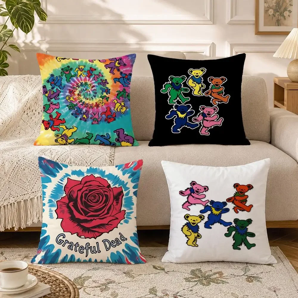 Band-Grateful DeadS Cushion Cover Soft Square Throw Pillow Covers Set for Sofa Bedroom Car Home Decoration
