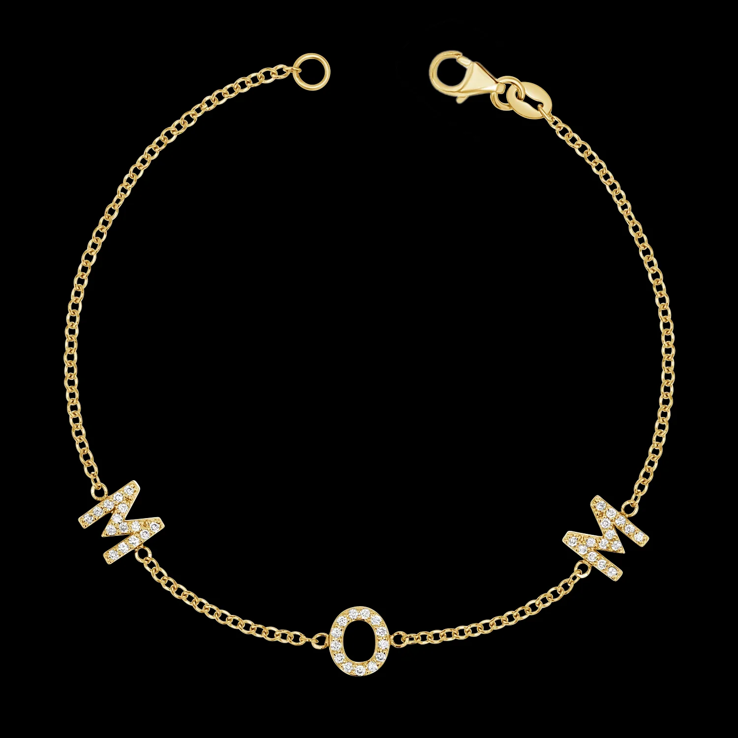 

Customized Letter Bracelet High Quality Zircon Wireless Ring 18K Gold-plated Nameplate Wedding Christmas Birthday Memorial Love