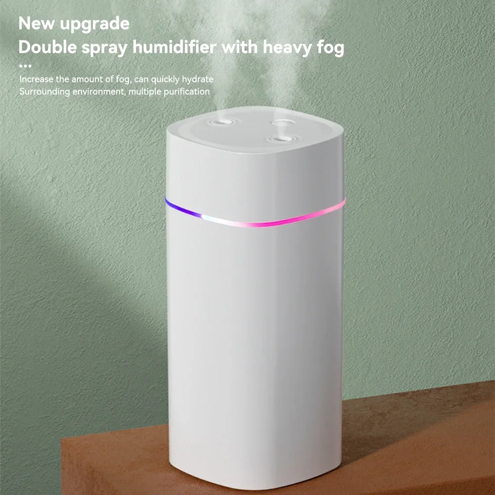 600ML Air Humidifier Double Spray Port Essential Oil Aromatherapy Humidifier Mute Atomizer Colorful Lights For Home Office Car