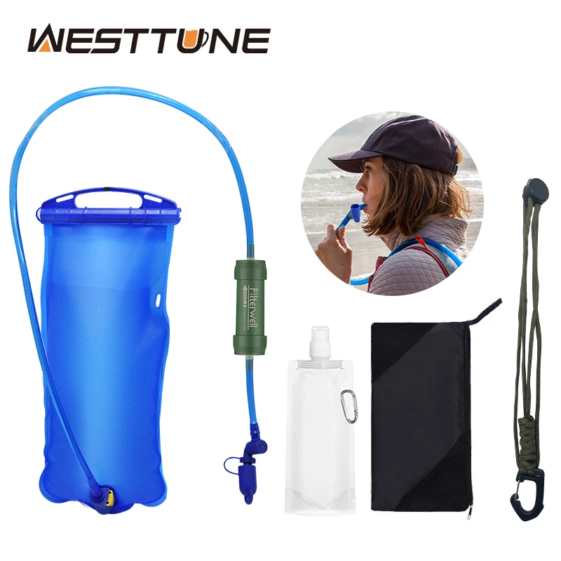 Outdoor Water Filter Straw with Gravity Water Bag Portable Water Purifier Water Filtration System Survival Emergency Accessories