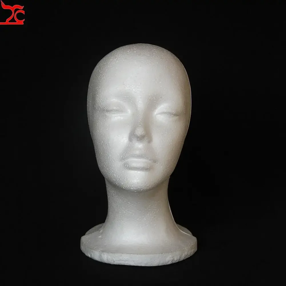 1Pc Female Styrofoam Foam Mannequin Practical Foam Female Mannequin Head Wigs Glasses Cap Display Holder Stand Model Lightweight
