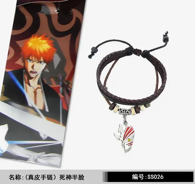 

Anime Bleach Leather Bracelet Cosplay Anime Accessories Men Women Metal Gift Pendant for Collection
