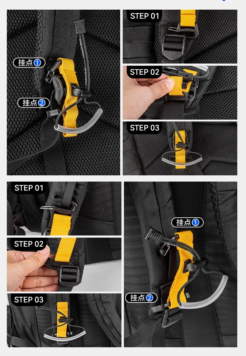 HIKEMAN Trekkingstangen-Halter ohne Demontage, Trekkingstangen-Befestigungsriemen, Rucksack-Trekkingstangenhalter, Outdoor-Wanderzubehör – Detail 5