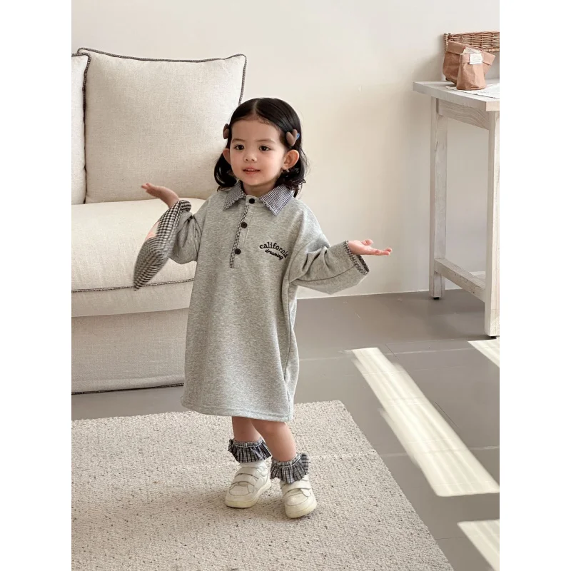 Children's Spring and Autumn Sweatshirt Set for Boys' Sports2026New baby plaid dress for girls, brother and sister spring outfit