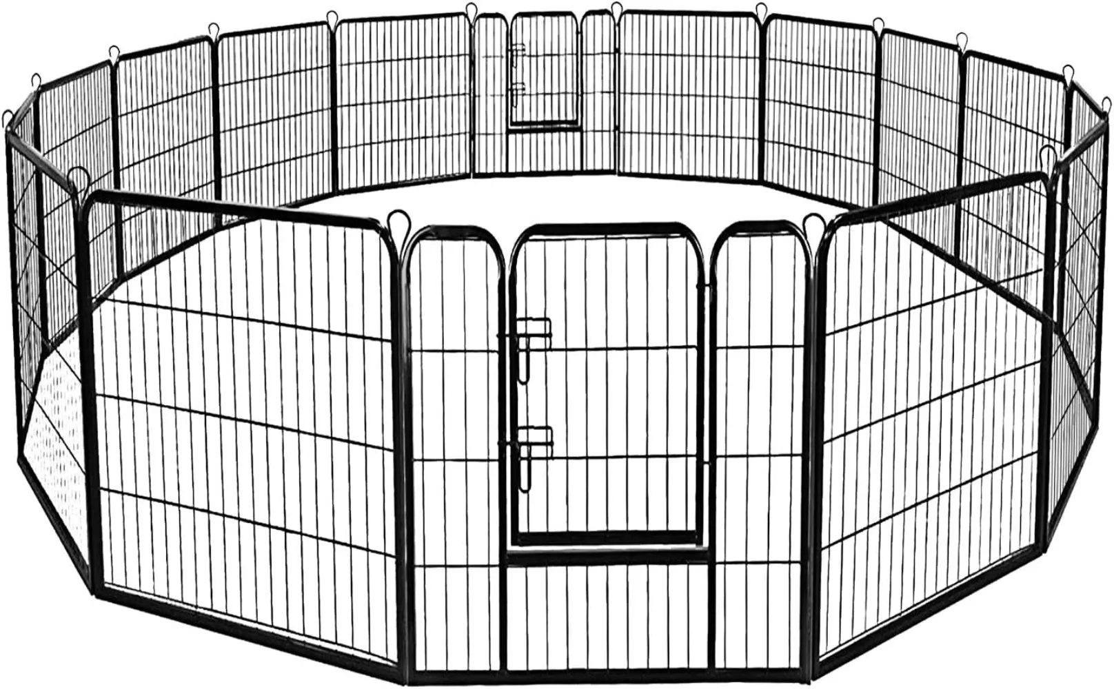 Dog Fence with Door 16/8 Panels for Outside Large Dogs Portable Pet Playpen Fencing Enclosures Heavy Duty Metal Camping