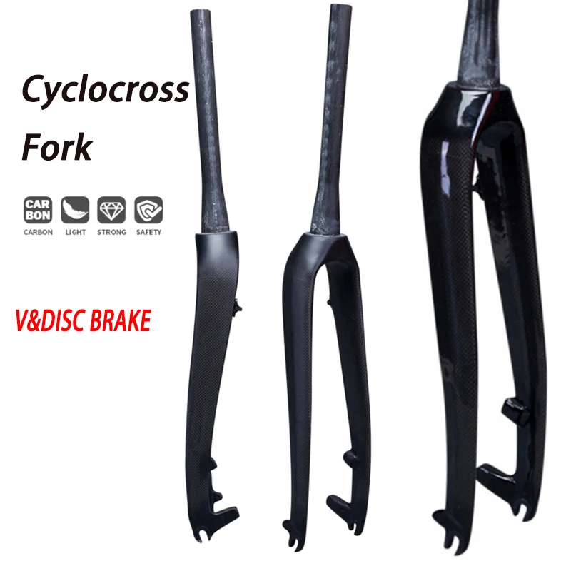 

Cruisers City fork Mountain road Bike MTB Front Fork Carbon Fiber Bicycle Hard ForkTapered 1-1/8" to 1-1/2&quot Disc Brake 480g