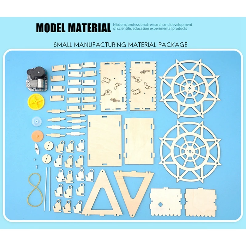 Rompecabezas de madera 3D giratorio DIY, noria musical, modelo de fabricación, Kit de producción de experimentos de ciencia electrónica para niños