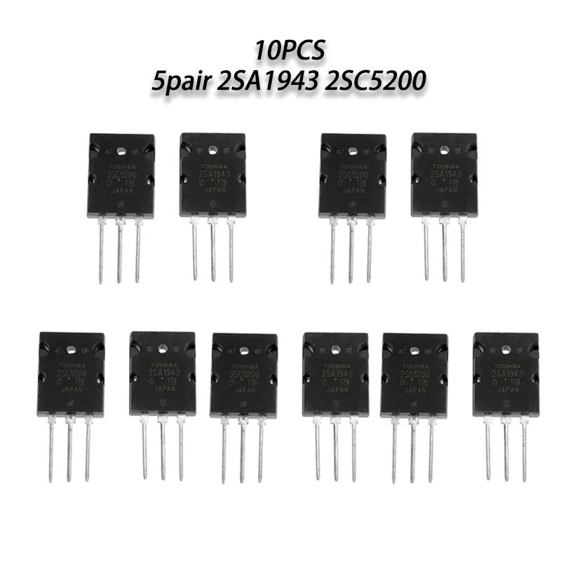 10PCS=5Pairs Amplifier Transistor 2SA1943 2SC5200 High Power Audio Silicon Transistor A1943 C5200