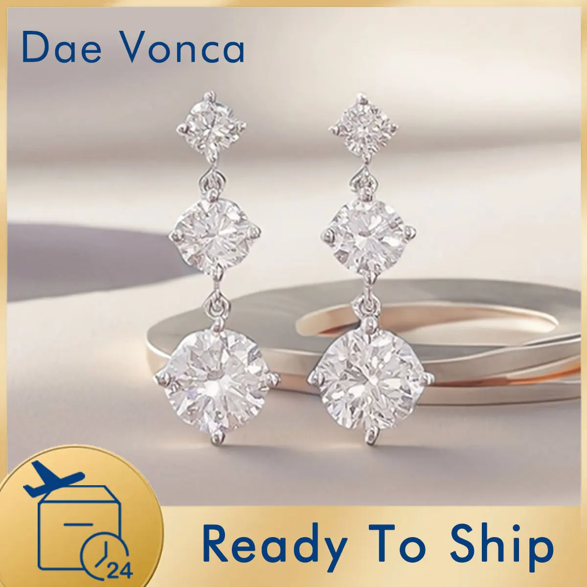 

Fashion Design 3-Stone Diamond Drop Earrings 18K White Gold Lab Grown Diamond Losng Tassel Dangle Earrings Trendy Jewelry
