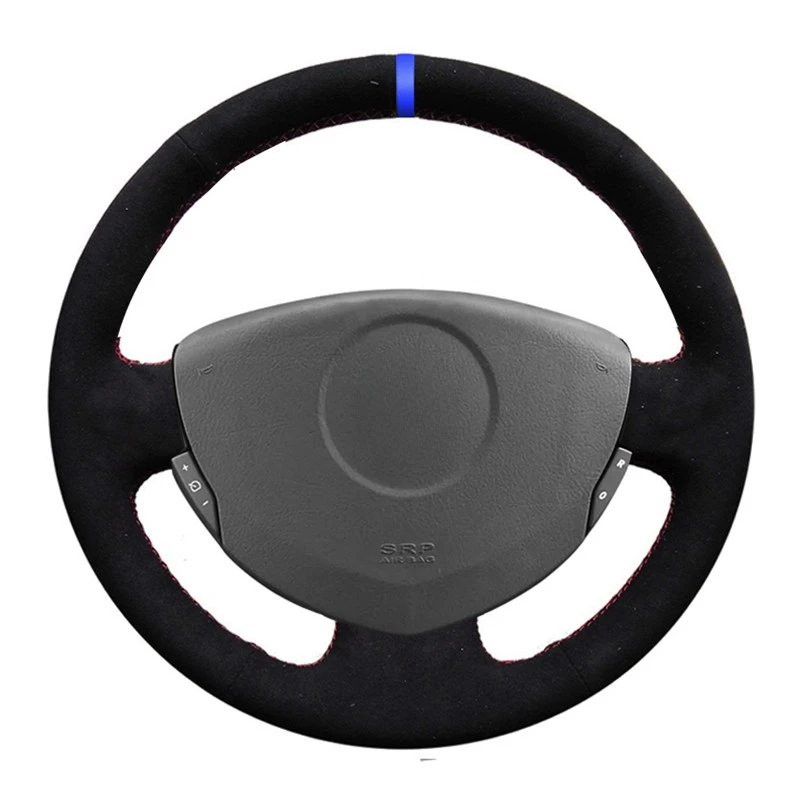 Car Steering Wheel Cover Soft Black Suede For Renault Clio 2 2001 2002 2003 2004 2005 Dacia Sandero 2008 2009 2010 2011 2012