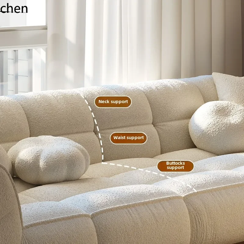 Zws. Cream wind straight row fabric sofa simple modern living room marshmallow sofa creative new