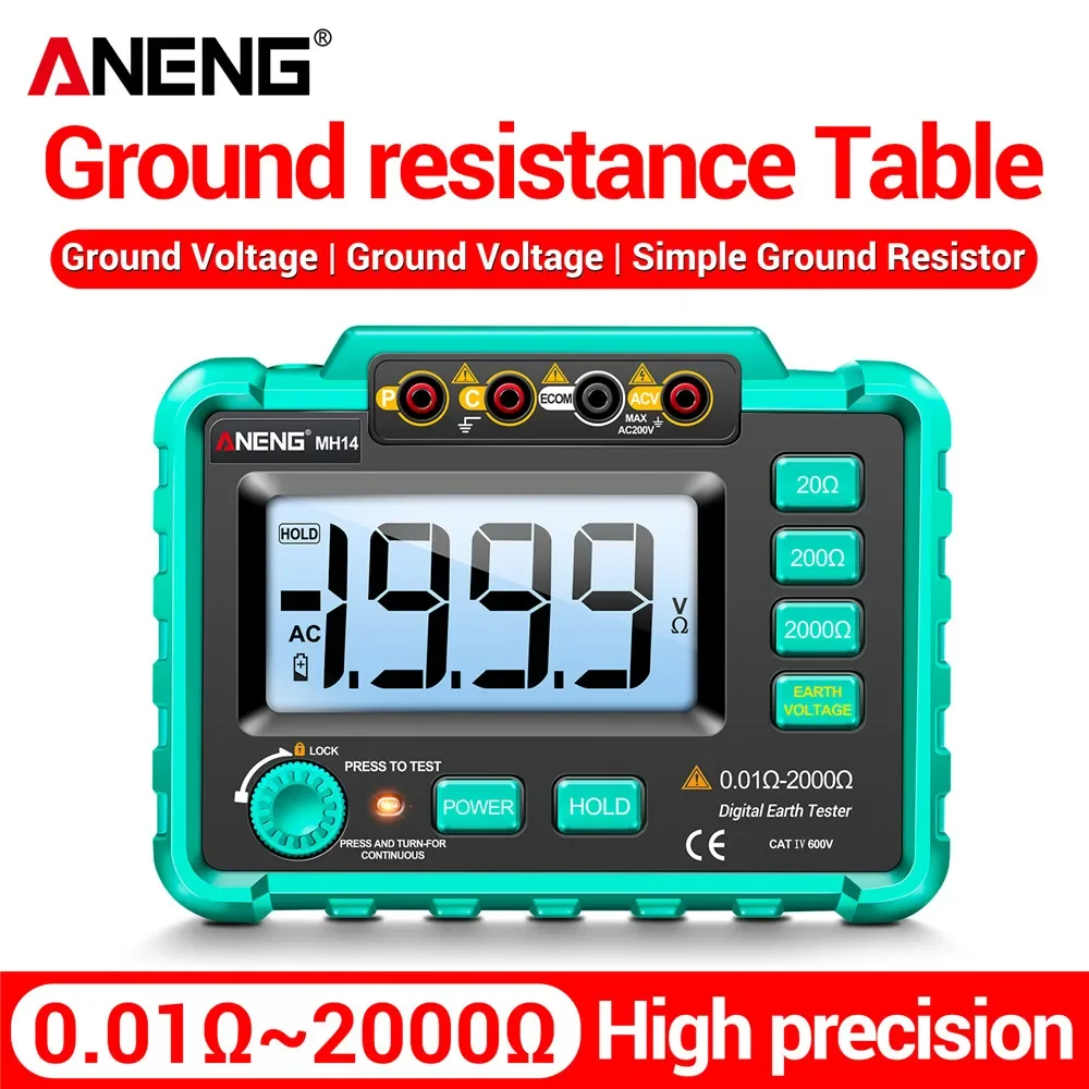 Imagem -03 - Aneng Mh14 Multímetro Digital Profissional Testador de Resistência à Terra Ac200v Medidor de Tensão Megôhmetro Voltímetro Ohm Tester Ferramenta