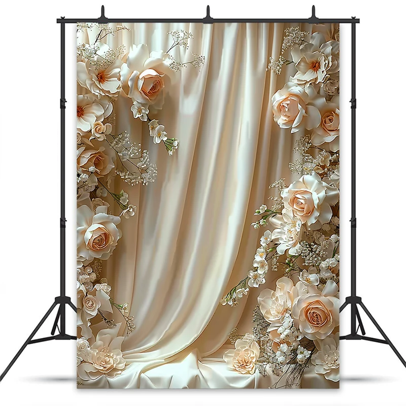 Mocsicka خلفية زهرية بيضاء كريمية للأمهات عرض الطفل التصوير الستار خلفية ديكور الزفاف الكبار طفل استوديو الصور