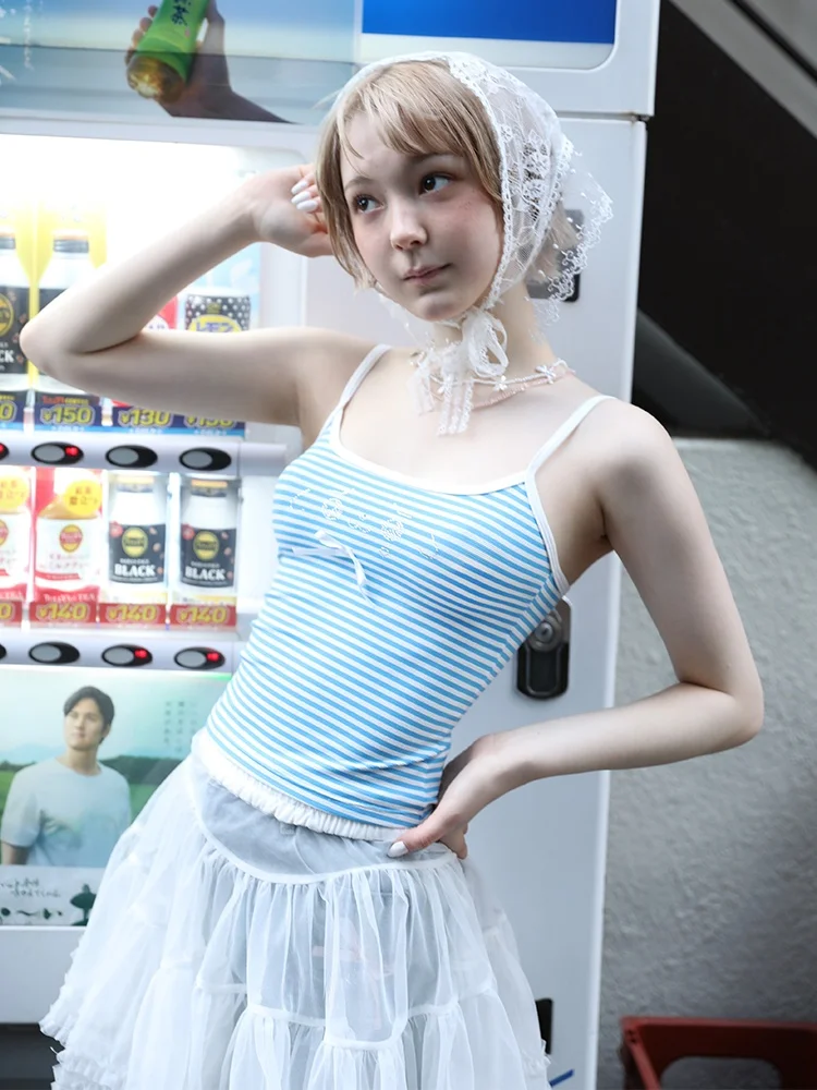 

Slim Fit Striped Strap Vest Women's Sexy Outerwear MOF Gift Store Inner Wear Casual Summer Thin Material Chinese Made