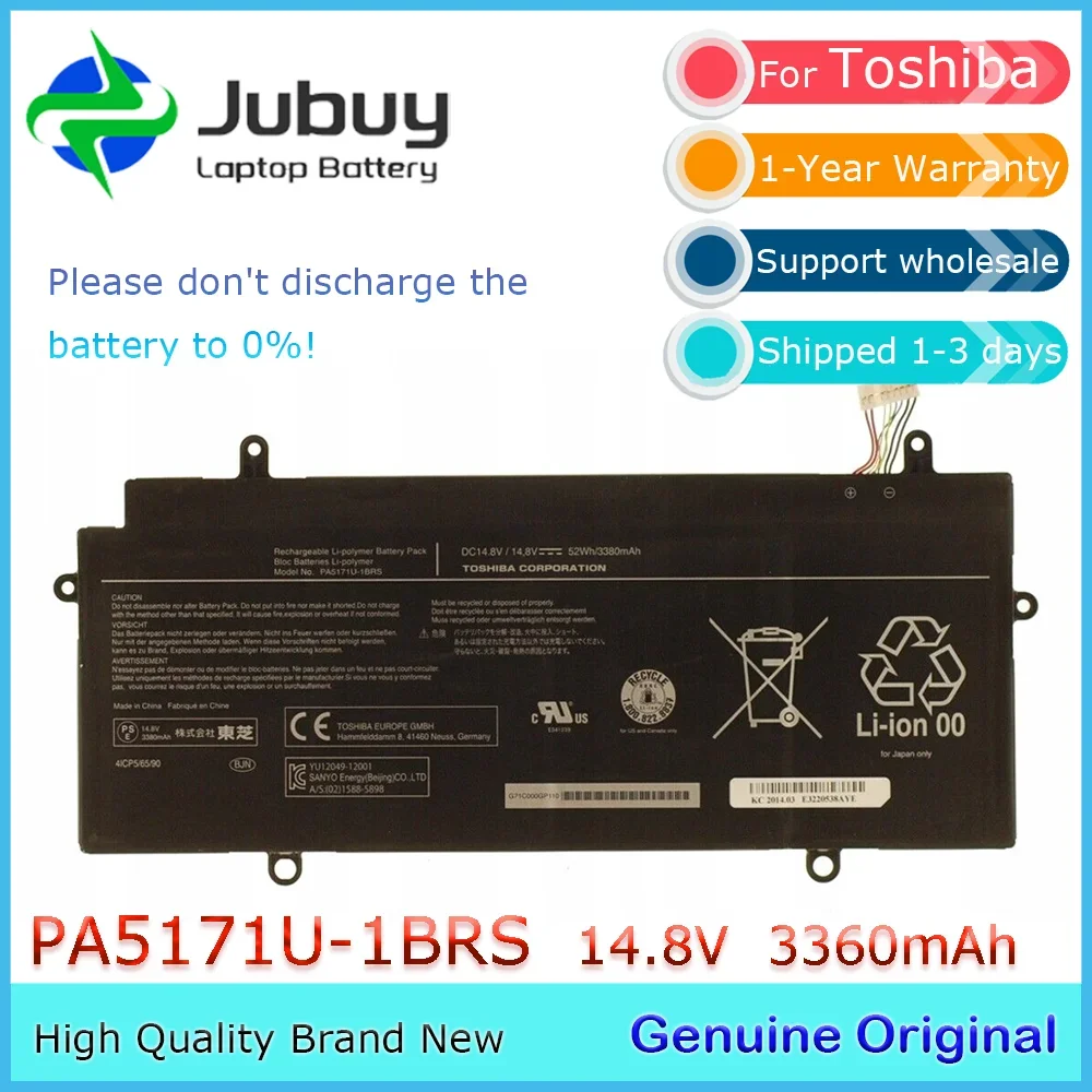 

PA5171U-1BRS 14,8 В 52 Втч оригинальный аккумулятор для ноутбука Toshiba CB30 CB30A CB30-A3120 CB35-A3120 41CP5/65/90 и т. д.