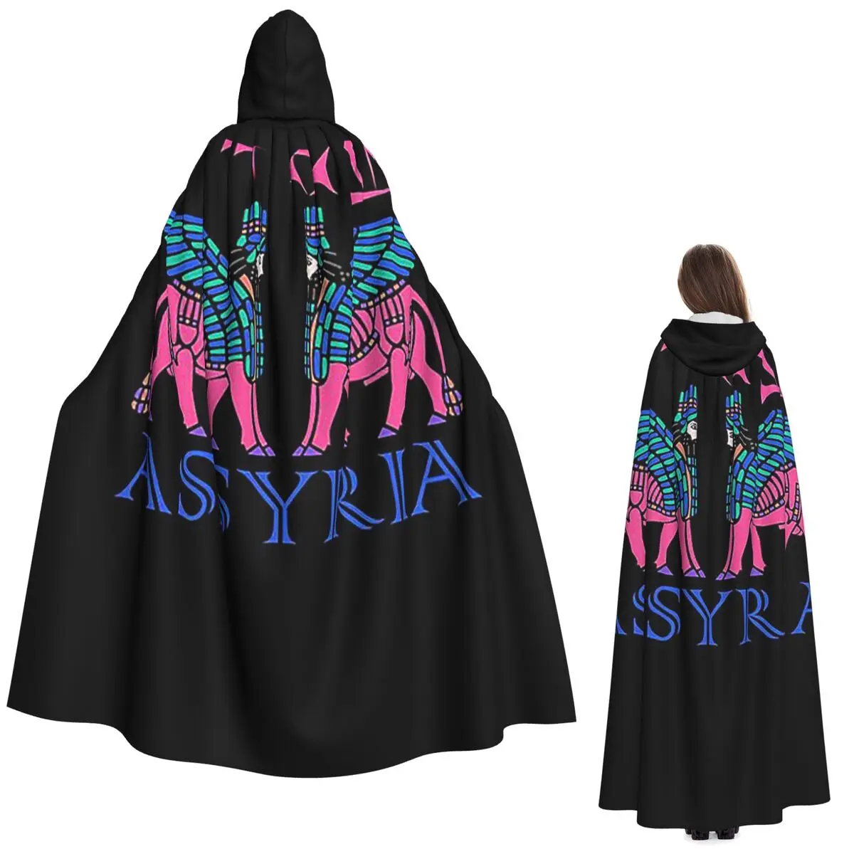 

Luxury Assyrian Suryoyo Flag Long Hooded Cloak Witch Medieval Costume Cosplay Cape HalloweenCoat Adult Unisex