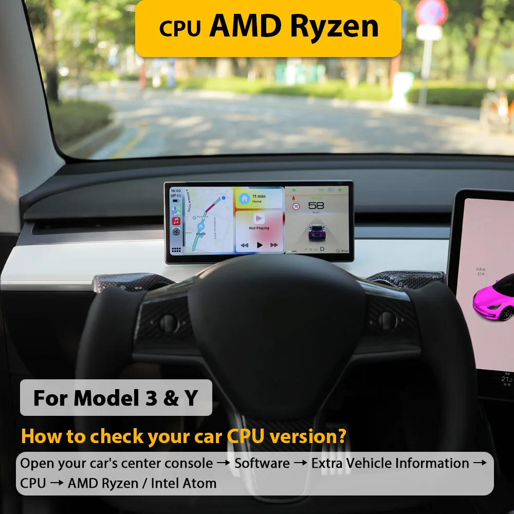 CSSBOON Model Y Dashboard Display 9 Inch Groot Scherm voor Tesla Model 3 Frontcamera Optie Ondersteuning Draadloze CarPlay