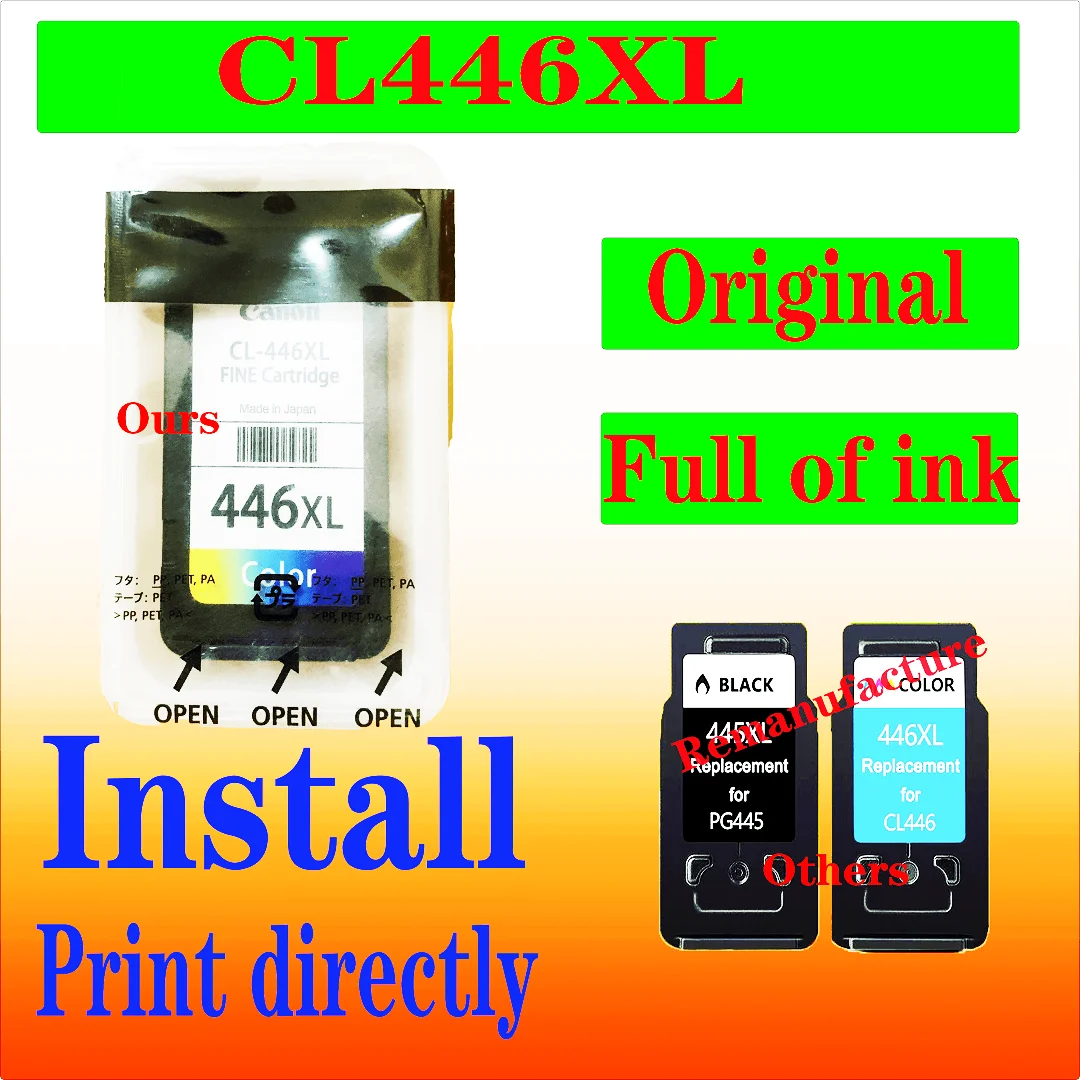 Canon PG 445 446 ink PG445XL CL446XL refillable ink cartridge for MG2440 MG2540 MG2940 MG294