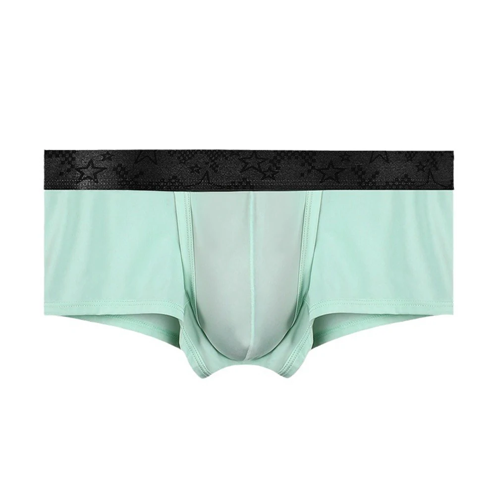 Men Solid Color Breathable Trunks Ice Silk Ultra-thin Underwear U Shape Pouch Panties L-3XL Large Size Boxershorts Trunks