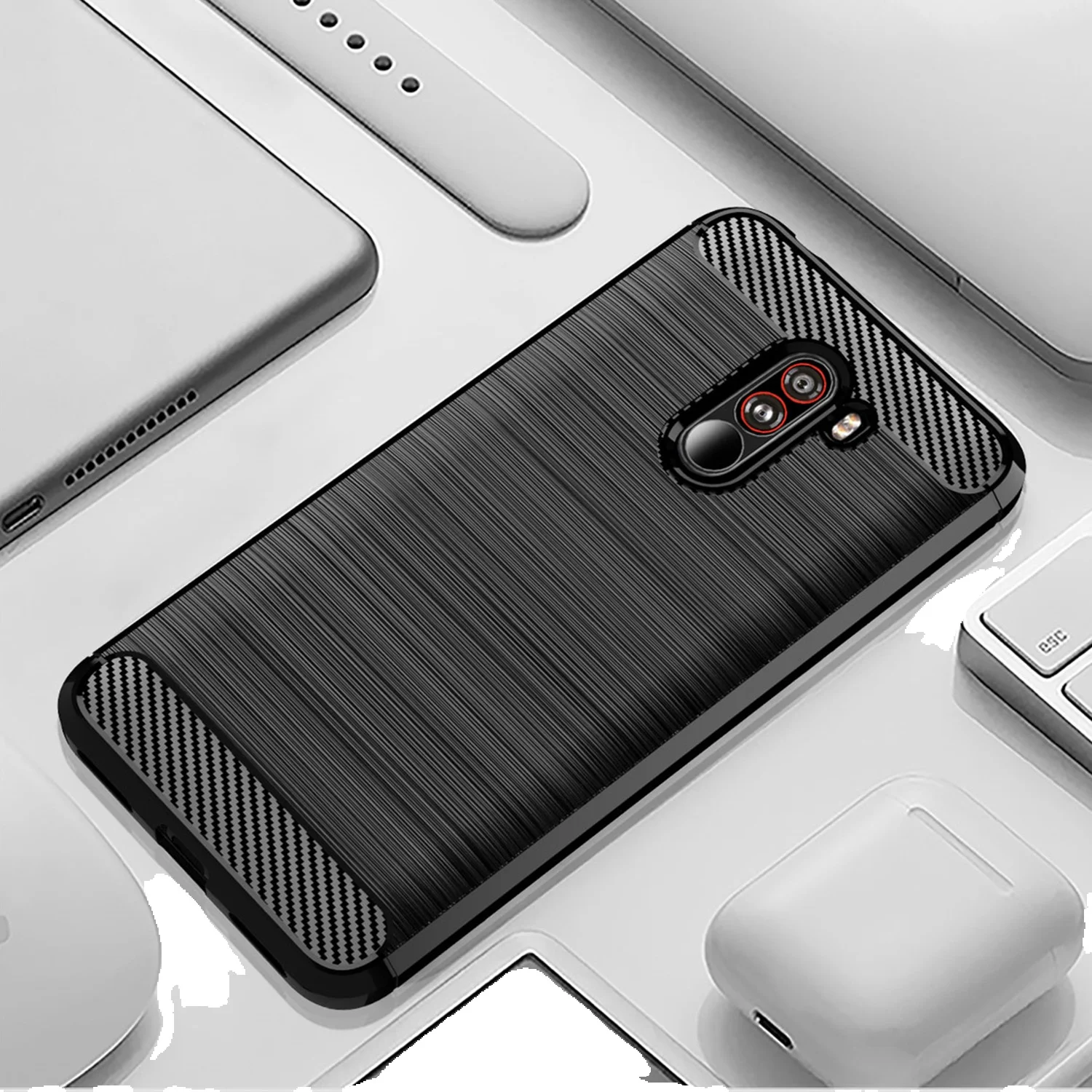 Carbon Fiber Case For Pocophone F1 Mi Poco F3 F2 Pro Shockproof Silicone Phone Cover For Poco F4 F5 Pro Soft Cases Coque Fundas