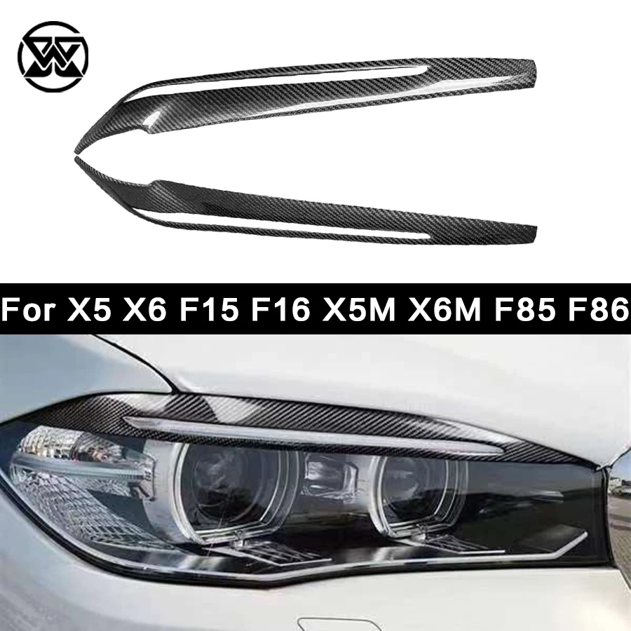 

Для BMW X5 F15 X6 F16 X5M F85 X6M F86 передняя фара из углеродного волокна для бровей век крышка отделка крышка лампы наклейка Корпус Комплект