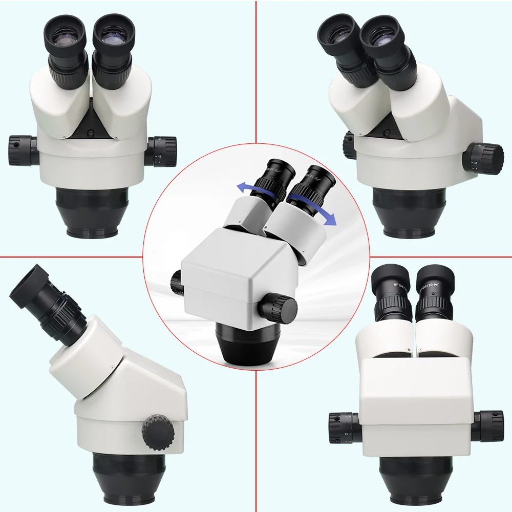 7X-180X Continuous Zoom Industrial LAB Binocular Stereo Microscope  with WF10X  WF20X Eyepiece For Phone PCB Soldering Repair