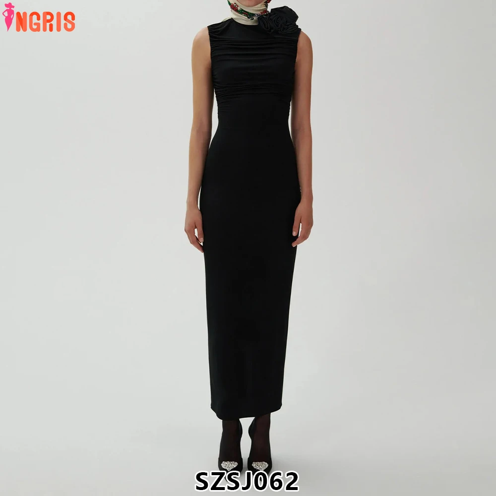 

2025 new trend 3D flower sexy tight long party evening dress-SZSJ062