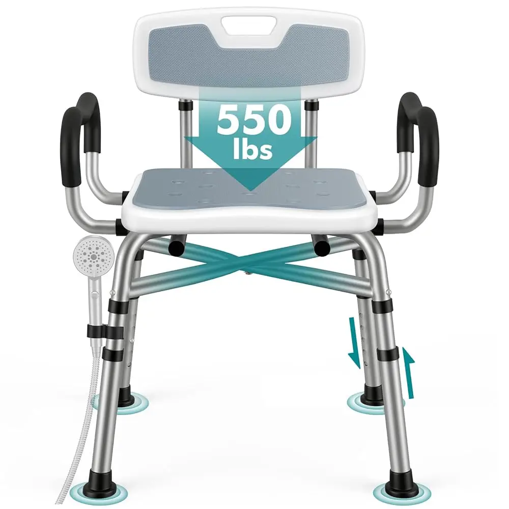 

Shower Chair For Inside Shower, 3-Min Assembly Shower Seat 550 Lbs Shower Chair With A And Ba For Elderly And Disabled,