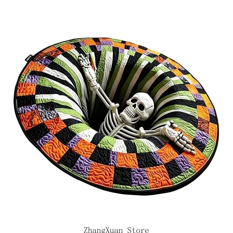 Runder Schlafzimmer-Bodenakzent, 3D-Illusion-Polyesterstück für Eingangsbereich, Wohnzimmer und saisonales Party-Styling – Detail 2