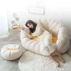Pumpkin Shaped Lazy Sofa Mini Bean Bag Tatami Chair Velvet Decompression Mat Single Person Balcony Seat Furniture
