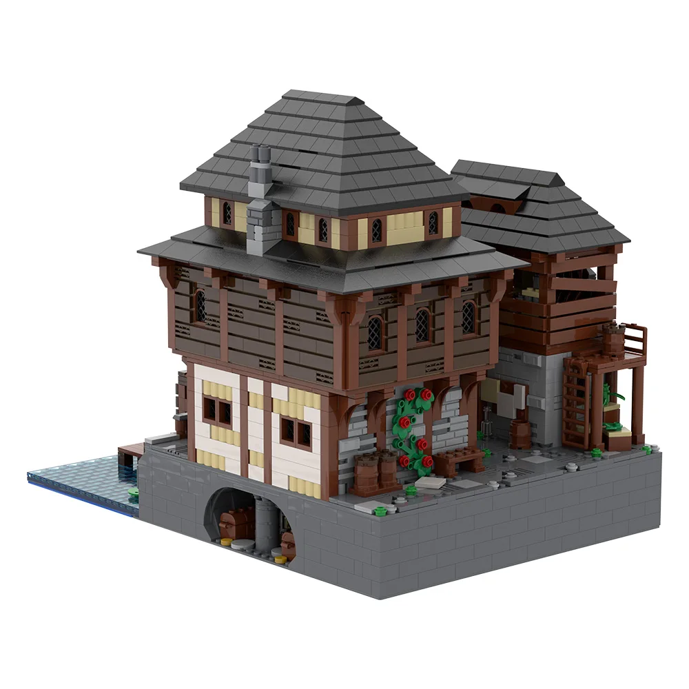 

Gobricks MOC Medieval Port Tavern Building Blocks Model Modular Port Tavern Architecture Street View Bricks Assembly Toys Gifts