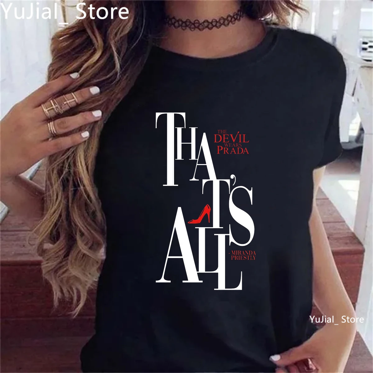 

Cool The Devil Wears Prada 2 Printed T Shirt Women Red High Heel Fashion T-Shirt Summer Short Sleeve Shirt Funny Tshirt Tops