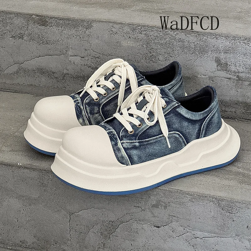 

Кроссовки повседневные, большие размеры 43, 44, мужские и женские дизайнерские туфли с большой головкой, модные парусиновые дышащие туфли на платформе с увеличенной высотой