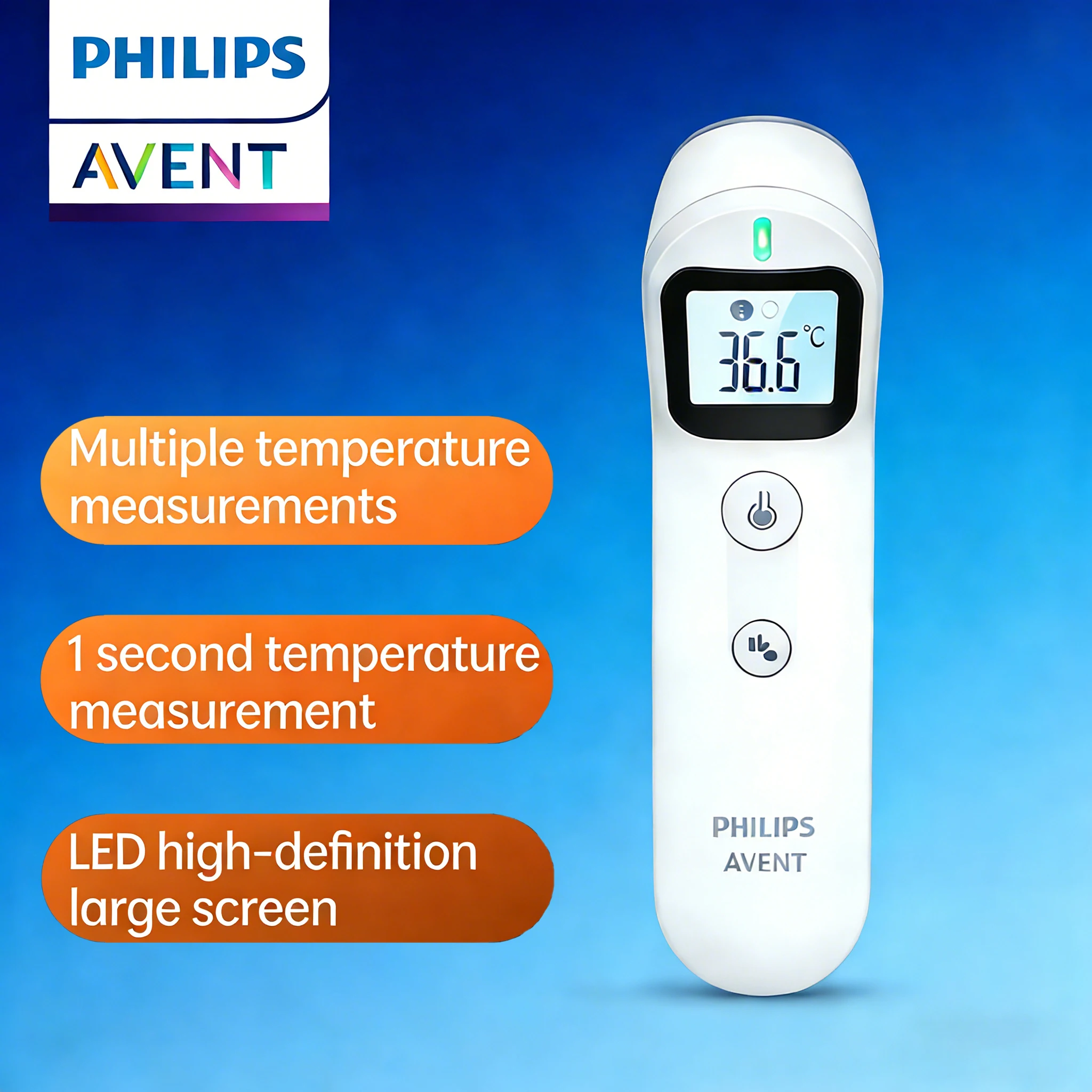 

Цифровой инфракрасный термометр Avent FC-IR206, 3 режима, считывание за 1 секунду, термометр с LED-экраном, подходит для младенцев, детей и взрослых