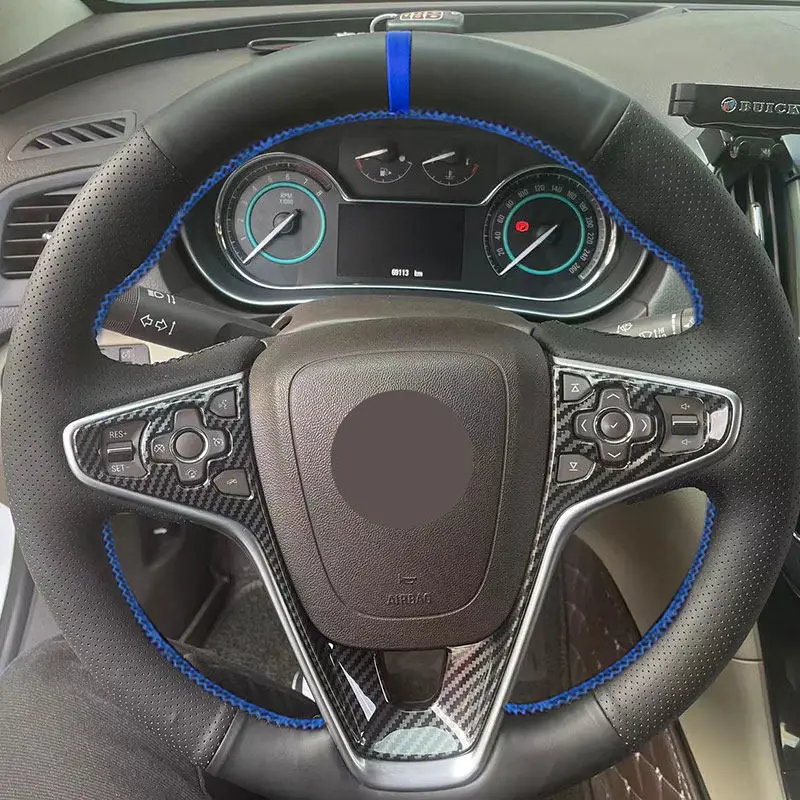 عجلة توجيه سيارة أغطية جلد مثقوبة الكسوة شريط أزرق ل فوكسهول أوبل إنسيجنيا (CT) A 2013-2017 بويك ريجال GS 2014-2017