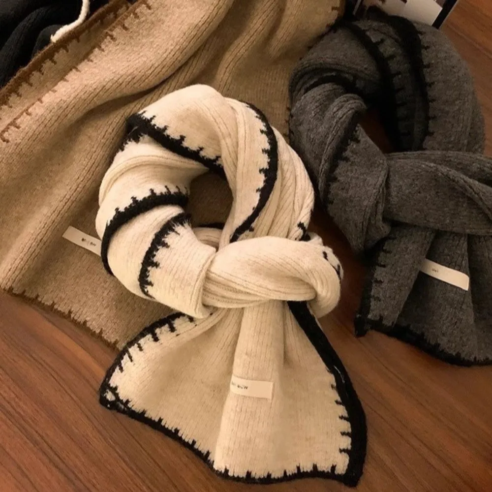 

New Knitted Neck Warmer Windproof Warm Knitted Scarf Solid Color Coldproof Neckerchief Skiing