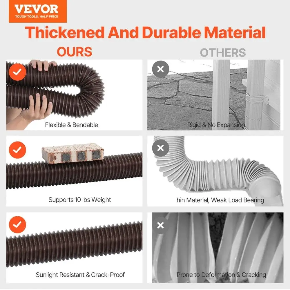 雨水樋エクステンダー 2 パック フレキシブル エクステンション ブラウン