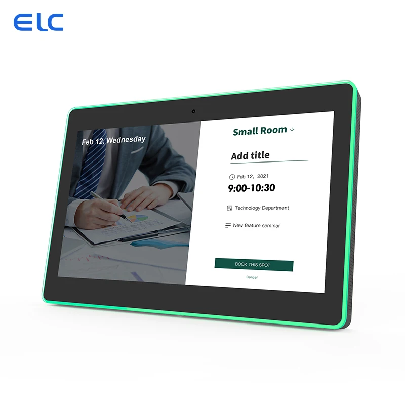2024 Professional Meeting Booking System Tablet RK3566 Wall Mount Android 11 2GB Memory New with LED Lights