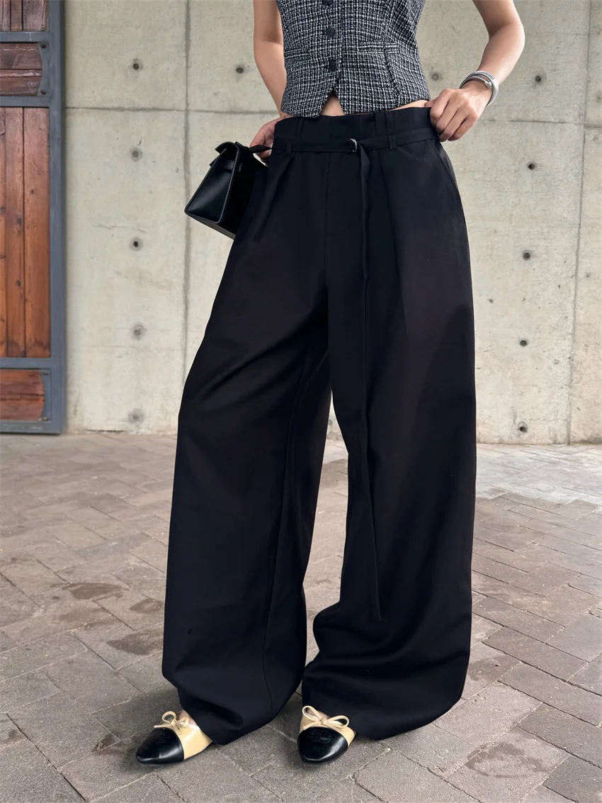 Alien Kitty Solid Wide Leg Pants Women Mopping Chic Loose Autumn 2024 High Street Office Lady Vintage New Slim V-Neck Vest Coats