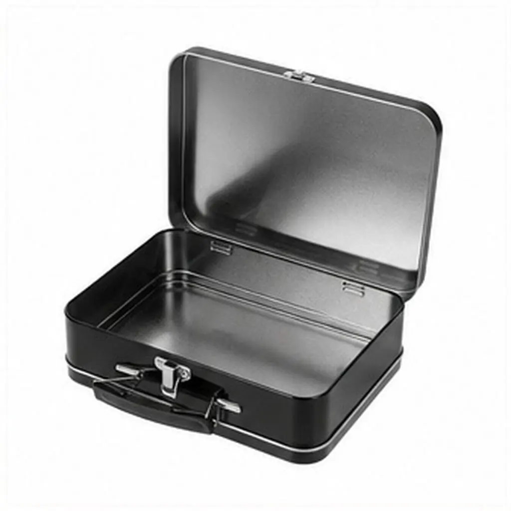 Leakproof Tin Lunch Box Tinplate Material Hinged Flip Lid Buckle Latch Portable Handle Vintage Metal Storage Container Food