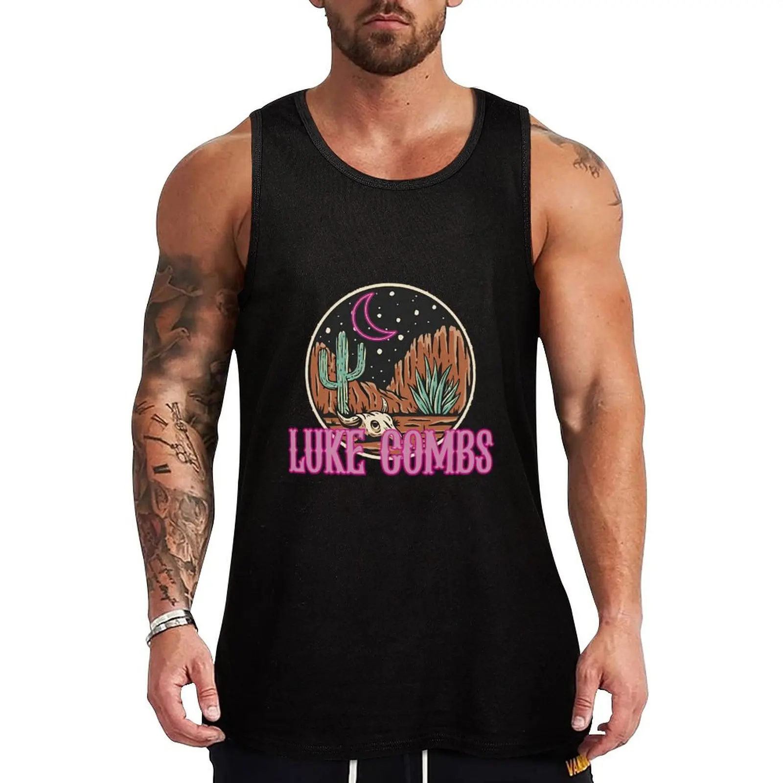 Luke Combs Music Neon Country Tank Top Outdoor Casual Tank Top Loose Sleeveless Summer Tee