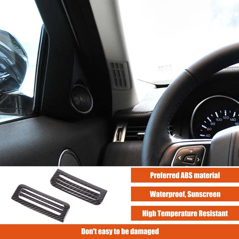 2Pcs ABS Carbon Fiber For Land Rover Evoque 2012-2018 Car A-pillar Air Outlet Frame Decorative Sticker Car Interior Accessories