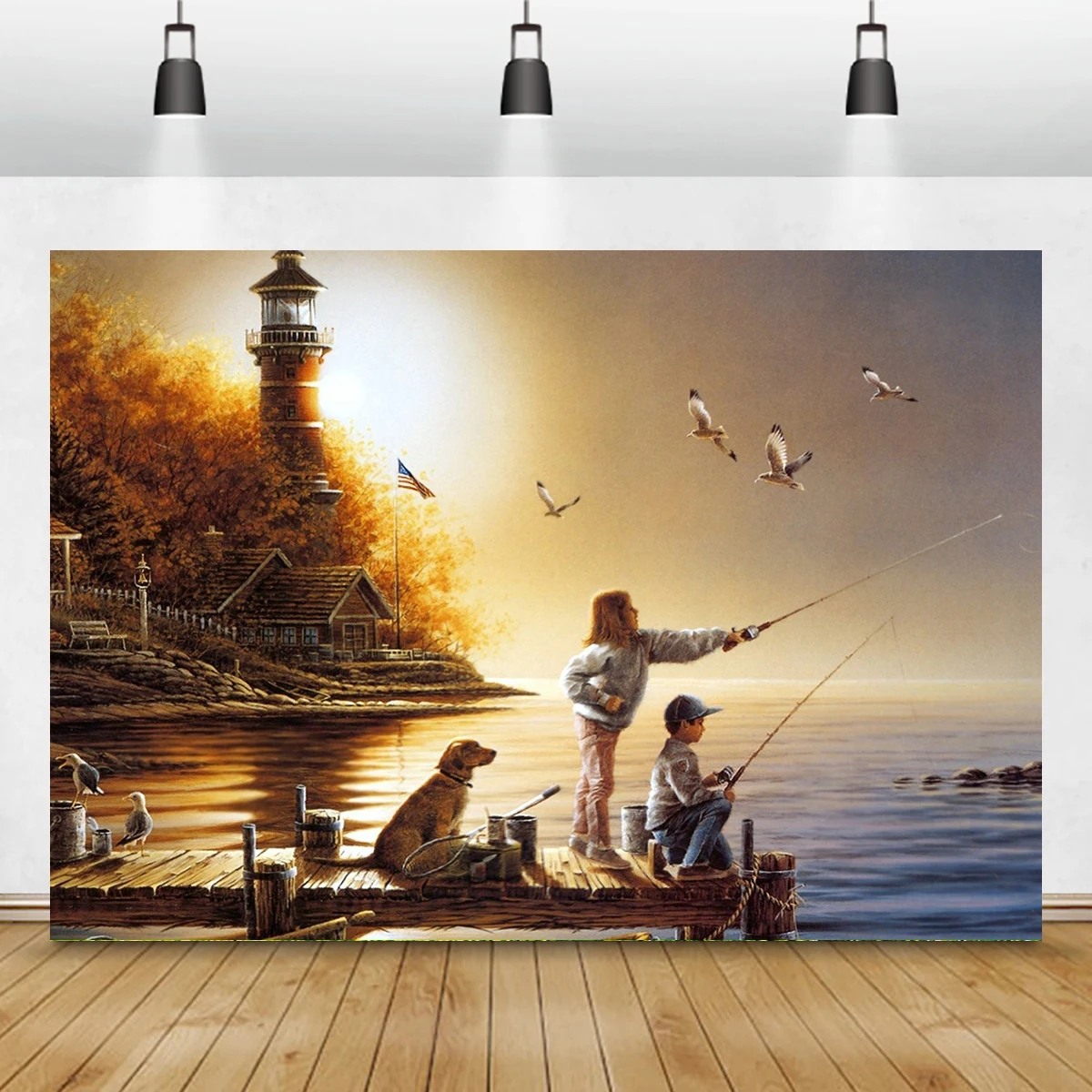 Fishing Travel Backdrop Equipment Mall Wall Hanging Polyester Kids Family Activity Party Lake Camping Room Decorations