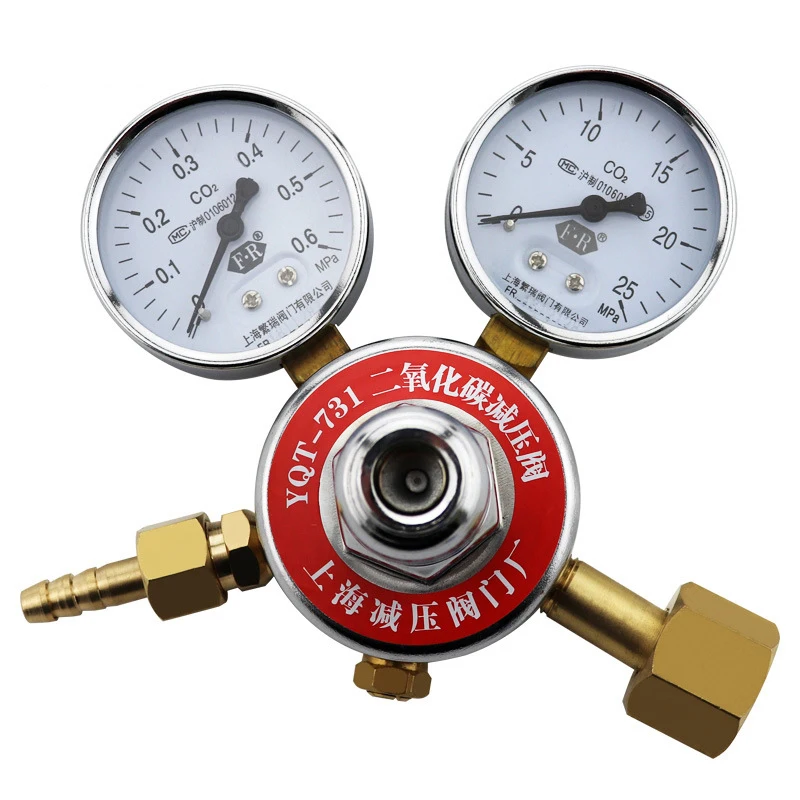 

Carbon Dioxide Pressure Reducing Valve Brass YQT-731 Gas Cylinder Pressure Reducer Regulating Pressure Gauge