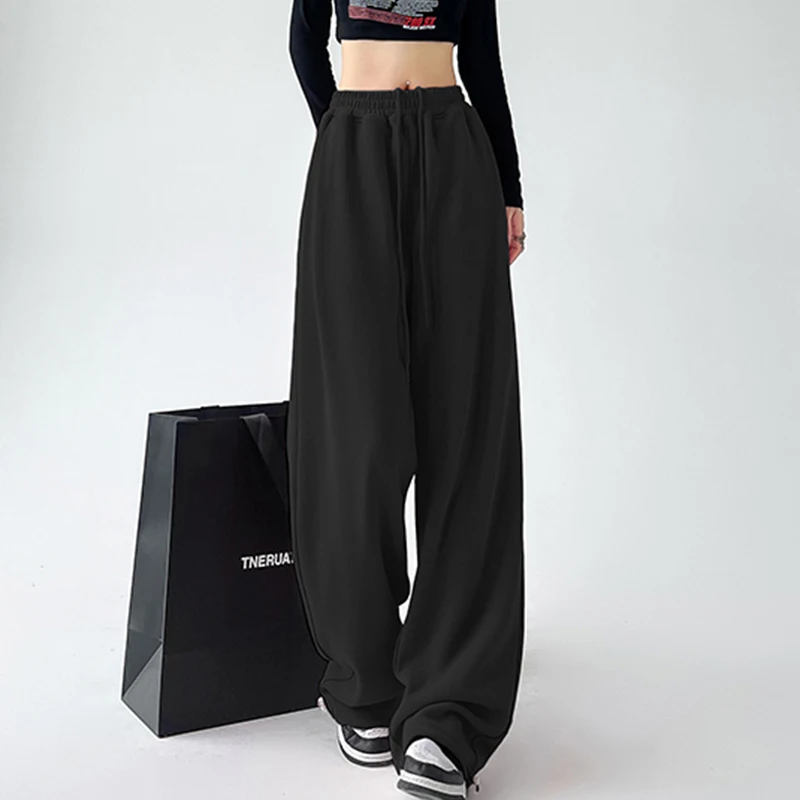 Korean Sports Pants Women Autumn New Loose Casual Straight Pants Harajuku Fashion Vintage Streetwear Wide Leg Trousers Female