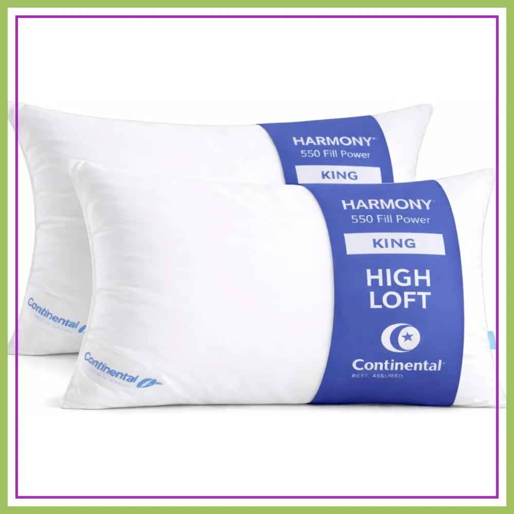 

Firm Goose Down Pillow 550 Fill Power 100% Cotton 300 TC King Size 2 Pack USA Made